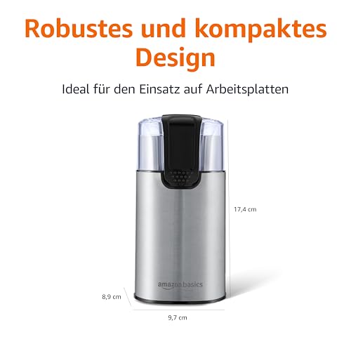 Amazon Basics Elektrische Kaffeemühle, Edelstahl